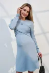 Cукня з теплого трикотажу Lively для вагітних та годуючих блакитна