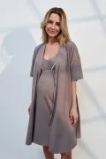 Елегантна нічна сорочка Serafina в кольорі грейдж для вагтіних та годуючих