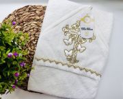 Крижма махрова для хрещення молочна велика