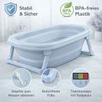 Складна ванночка TEGA BABY блакитна зі зливом