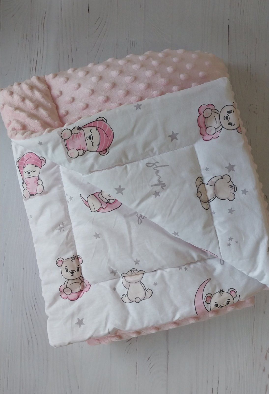 Плед-ковдра плюш для немовлят на синтепоні рожевий